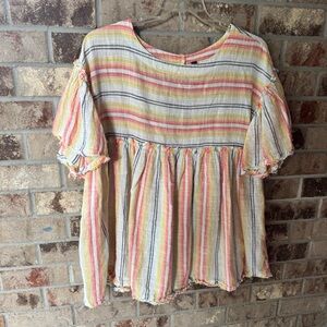 Free People Multicolor Striped Blouse